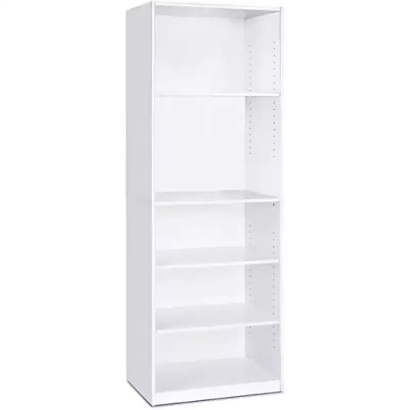 5 Cubes Bookcase Space Saver Organizer Bookshelf with Adjustable Open Shelves, White
