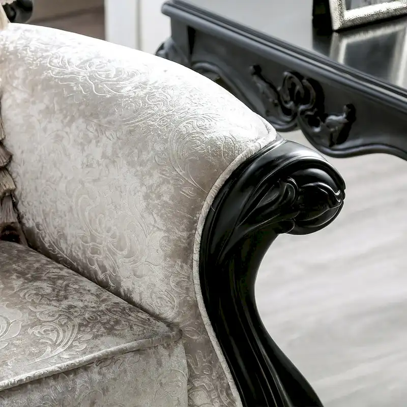 Furniture of America Clarissa Traditional Sofa Set with Button Tufted Back and Accent Pillow