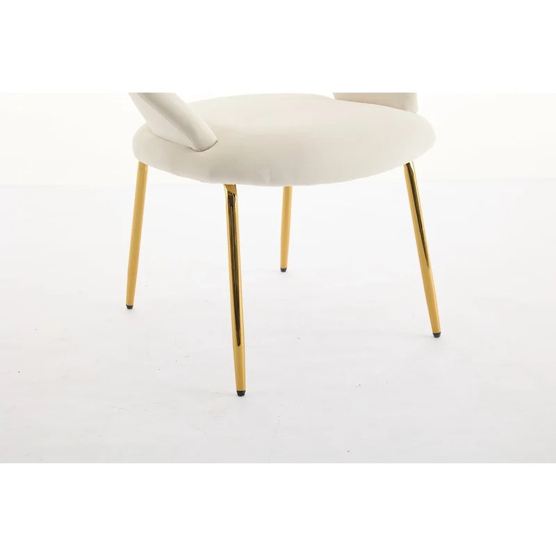 Velvet Dining Accent Chairs with Curved Backrest and Gold Metal Legs - 250lb Capacity