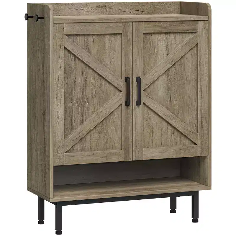5-Tier Shoe Cabinet with Barn-Style Doors – 15 Pairs