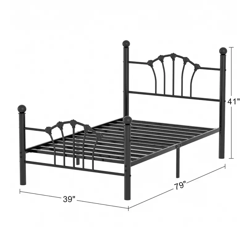 Twin Bed Frame with Headboard and Footboard, Modern Metal Platform Bed