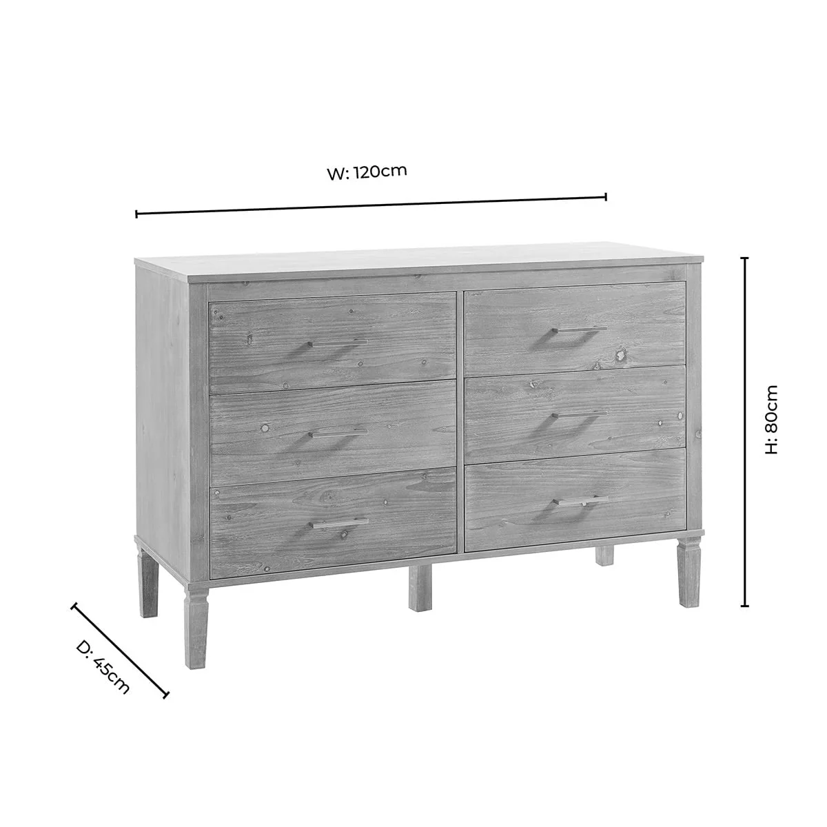 6 Drawer Chest - Taupe