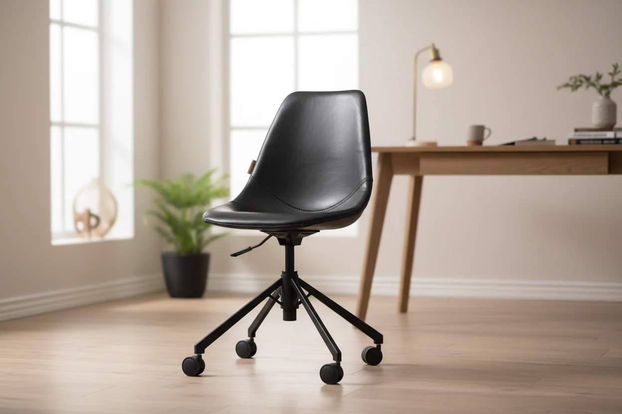 Vintage Faux Leather Adjustable Height Office Chair with Casters