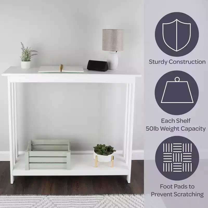 2-Tier Narrow Console Table, White