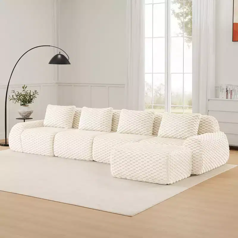 146 Modern L-Shaped Modular Sectional Sofa for Living Room,Flannelette Fabric,Oversized 4-Seater Couch,boneless sofa