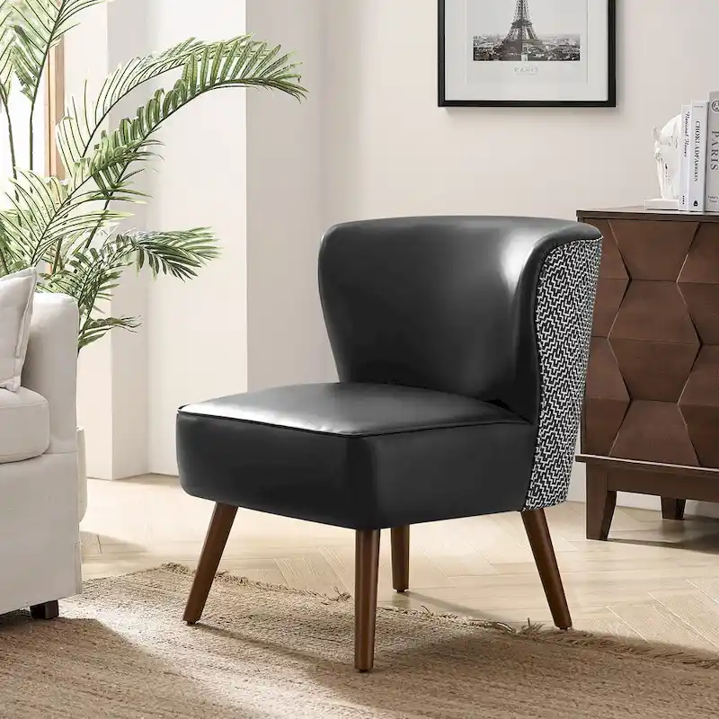 Alexander Mid-Century Modern Side Armchair with Solid Wood Legs by HULALA HOME