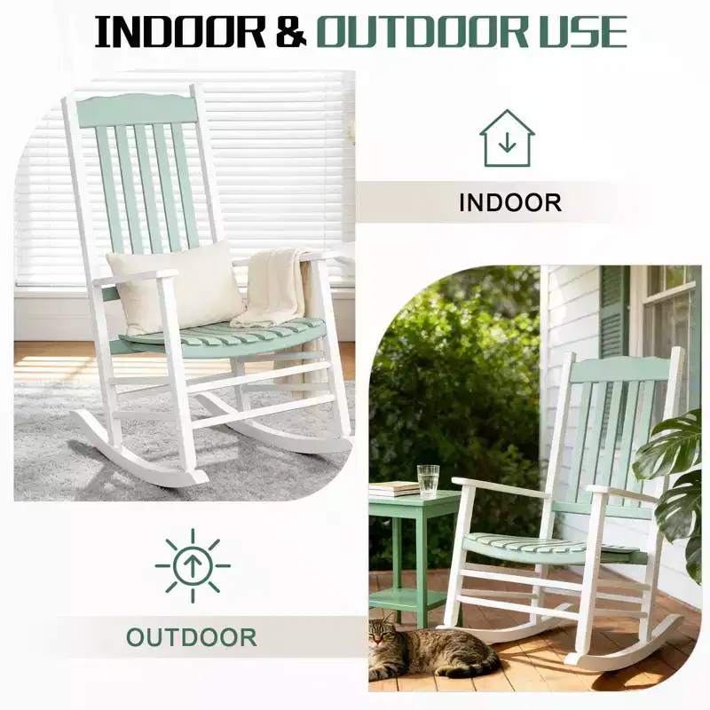 Karl Home | 24-Inch Solid Wood Patio Rocking Chair