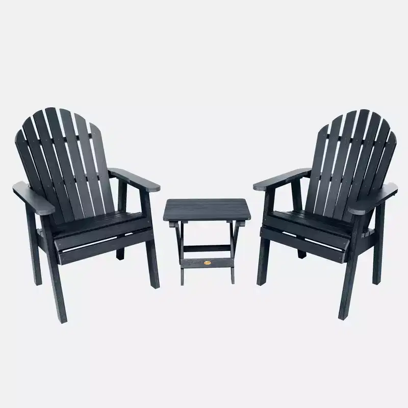 Hamilton 3pc All-Weather Outdoor Set with Highwood Deck Chairs & Foldable Side Table - Blue: Durable Patio Furniture, Fade & Water-Resistant