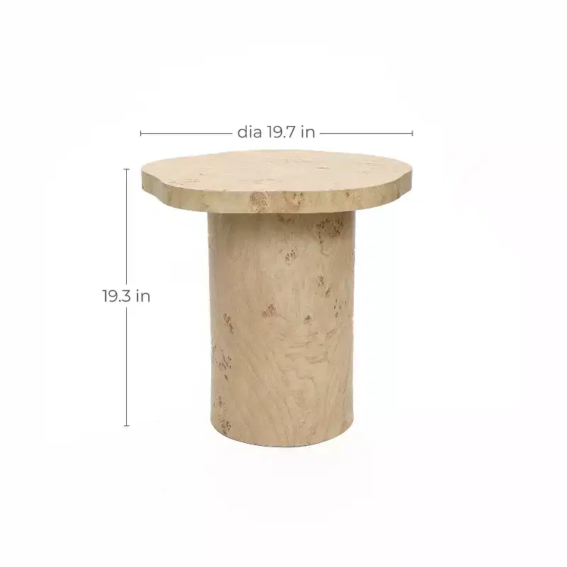 LuxenHome Burl Wood Finish Manufactured Wood 19.3-Inch Tall Side Table with Irregular Shape Top Brown