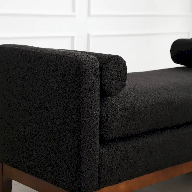 Upholstered Bench with Wood Legs
