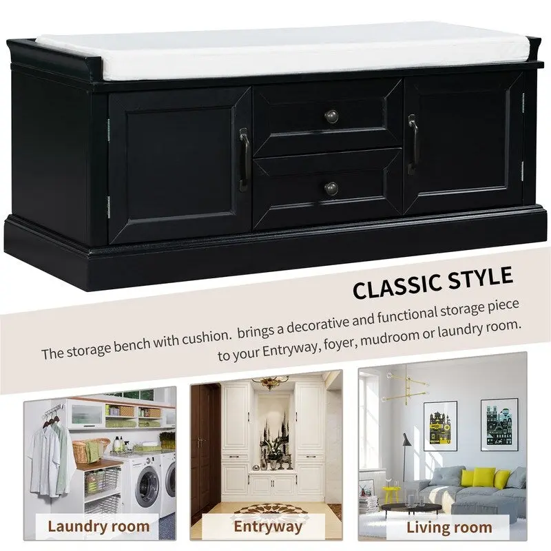 Shoe stool, 2 drawers, 2, removable pads, living room locker, entrance