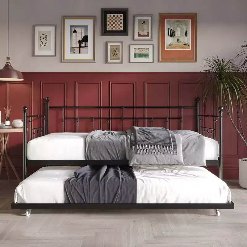 ChaletPosh Twin Size Metal Daybed With Trundle