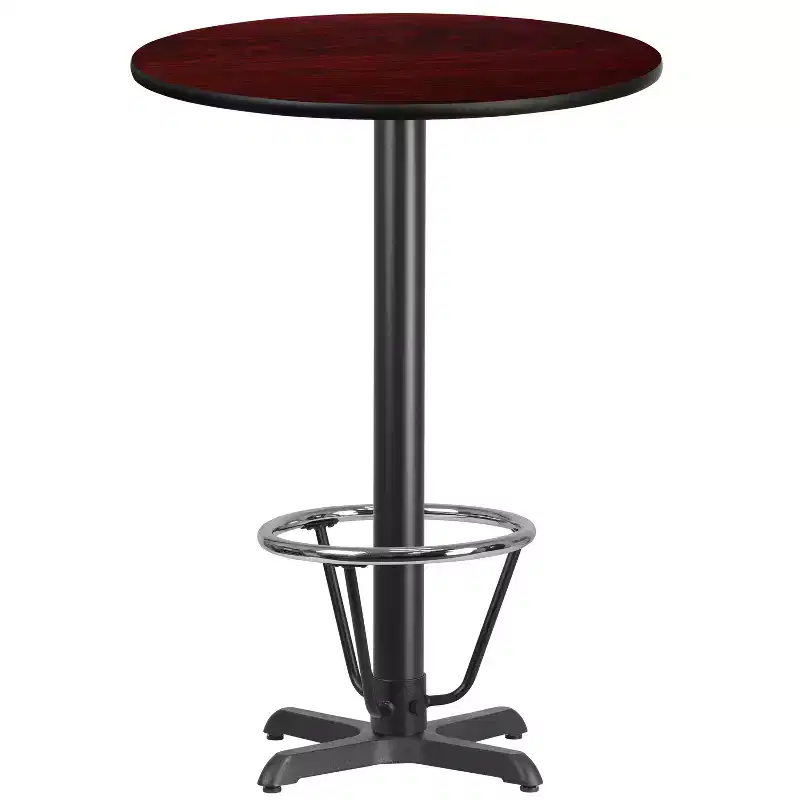 Flash Furniture 30'' Round Laminate Table Top with 22'' x 22'' Bar Height Table Base and Foot Ring