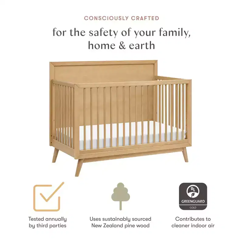 Palma Mid-Century 4-in-1 Convertible Crib with Toddler Bed Conversion Kit