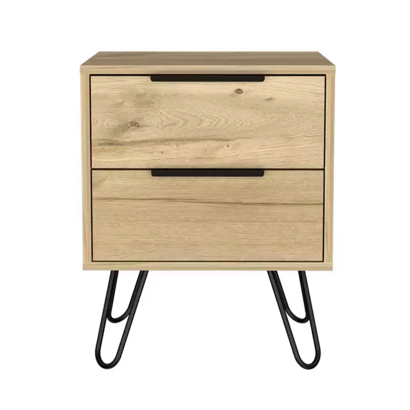 HomeRoots 22 Oak Wood Two Drawer Nightstand