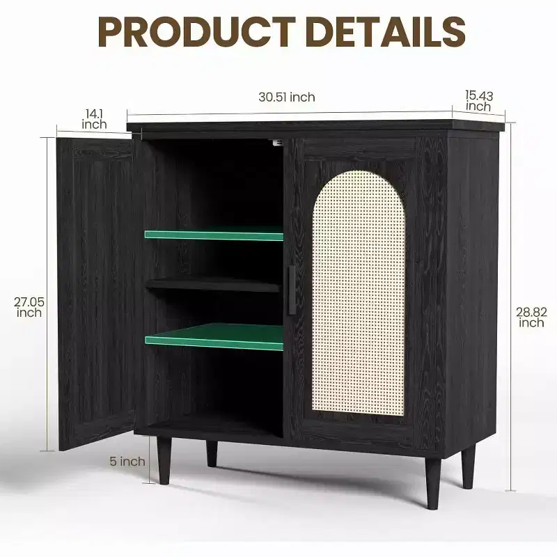 Buffet Cabinet with Storage, Sideboard Cabinet with 2 Doors and Adjustable Shelves,(2 PCS)