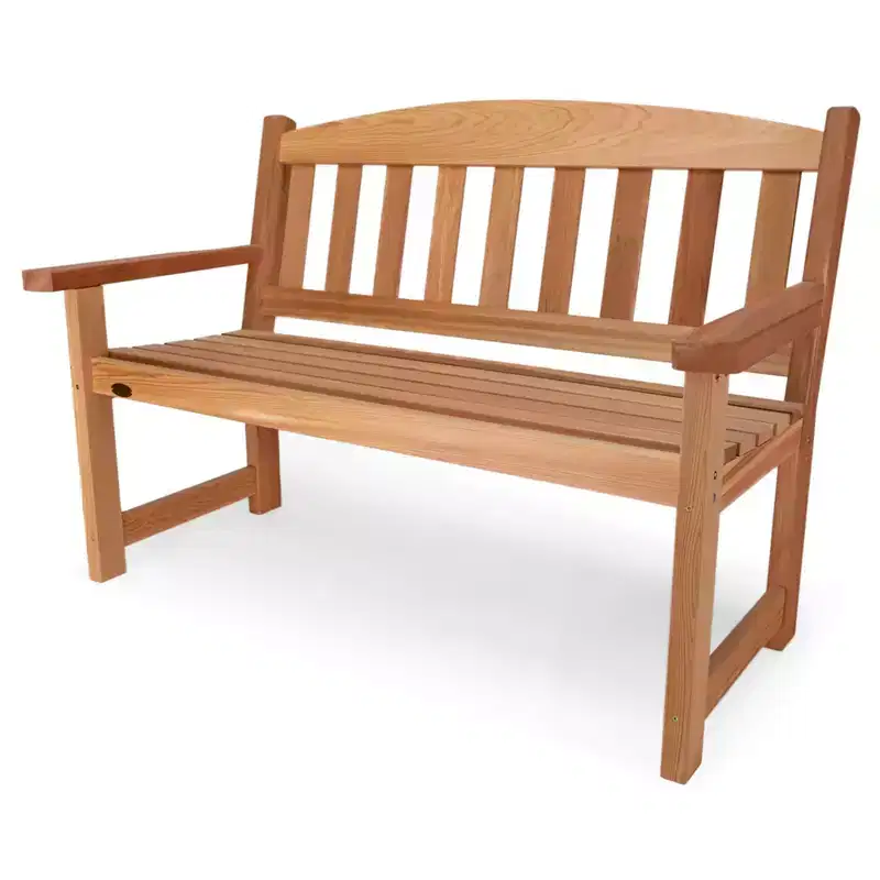 All Things Cedar 51 Inch Deluxe Cedar Wooden Garden Bench, Outdoor Seating Chair with Back for Patio, Garden, Yard, and Lawn, Natural