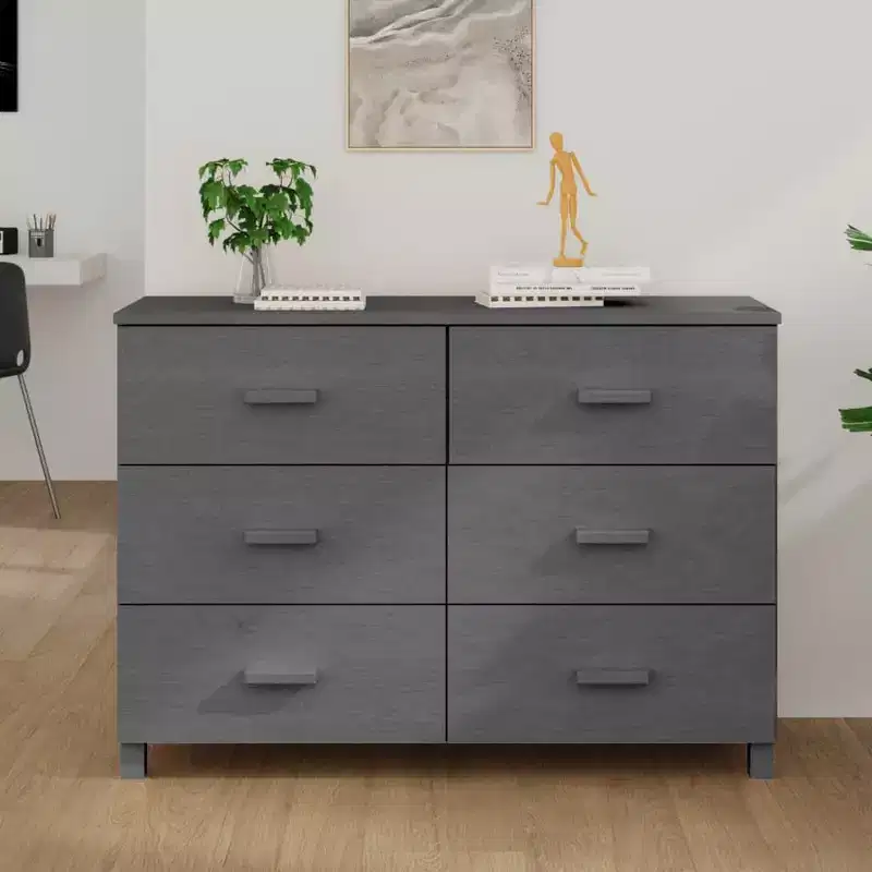 Solid Pine Wood 6-Drawer Dresser with Soft-Close Drawers – 44.5