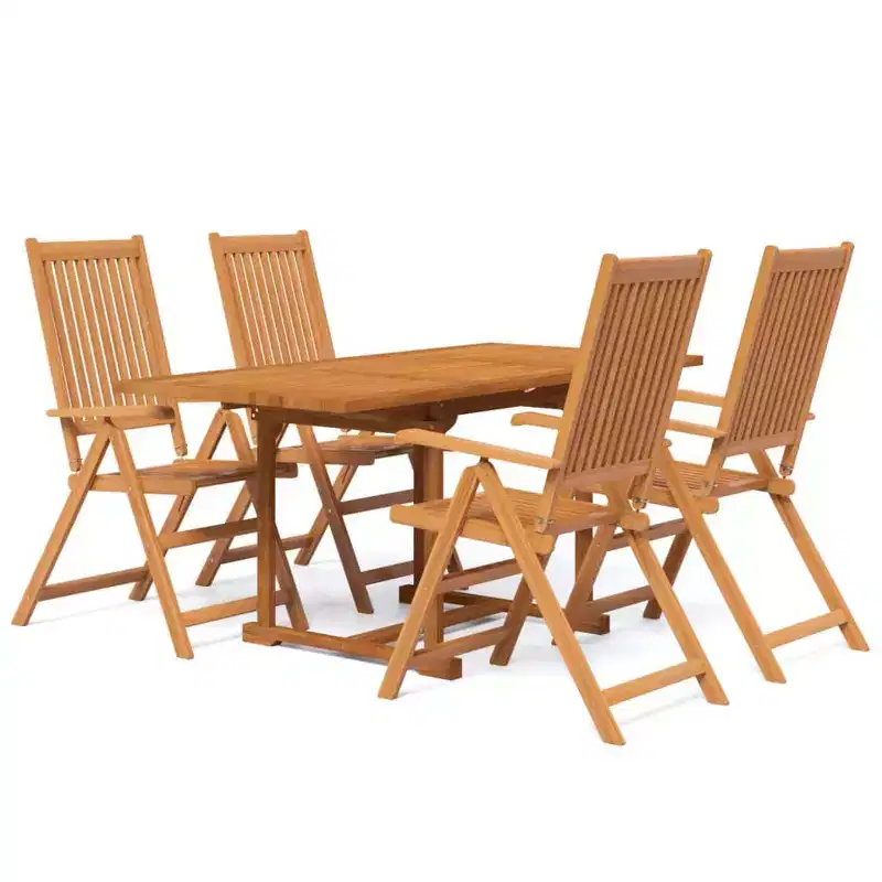 vidaXL Garden Dining Set Natural Wood Solid Acacia Wood 5 Piece Set