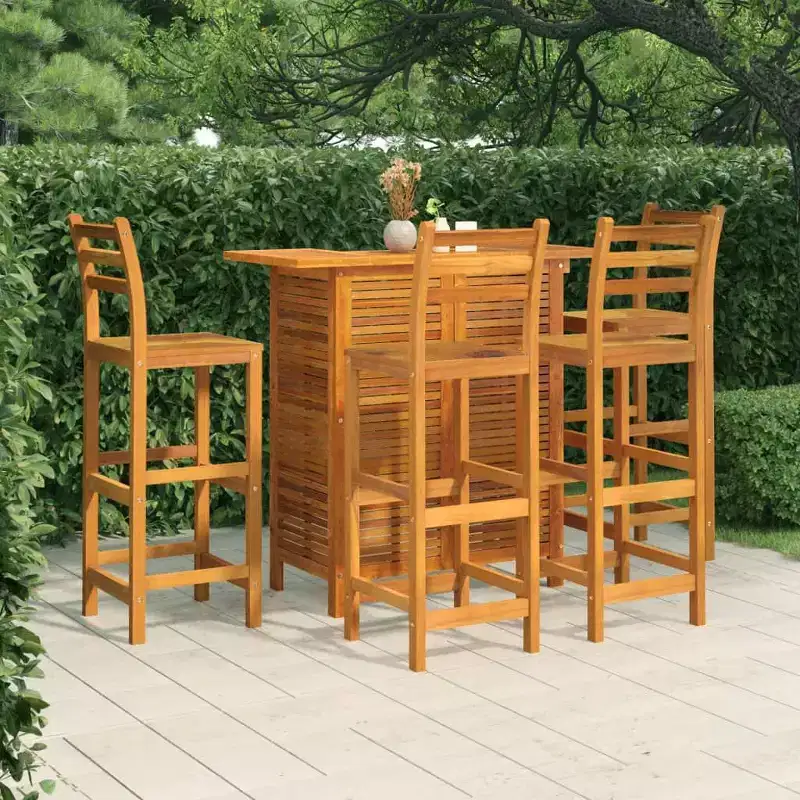 vidaXL Garden Bar Set Brown Solid Acacia wood Medium Footrest
