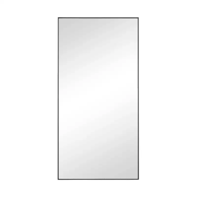 Rectangular Wood Wall Mirror – Black / Gold / White