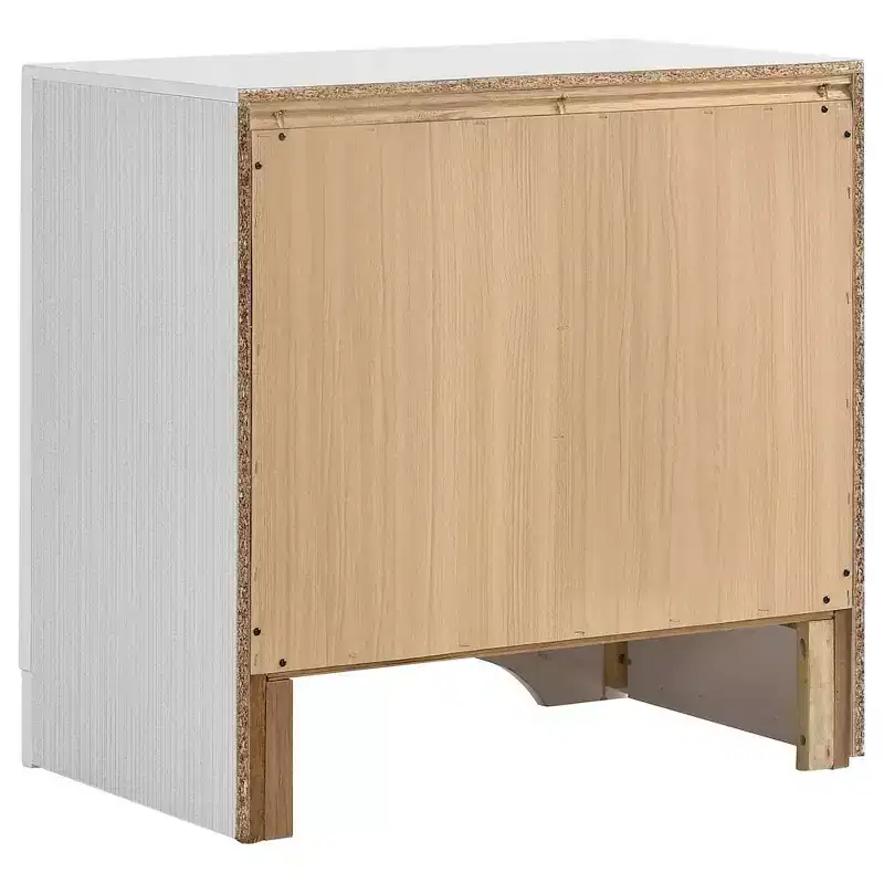 Black / White 2-Drawer Nightstand with Rhinestone Pulls, for 1