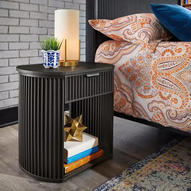 Hadley Black Finish 1-Drawer Side Table - Black - iNSPIRE Q