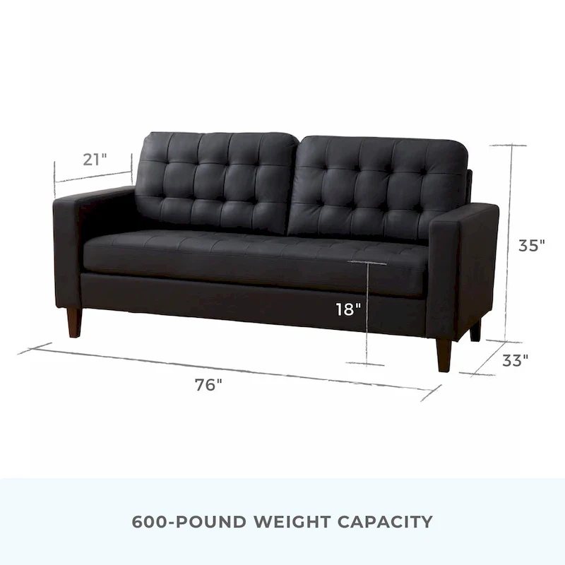 Brookside Brynn 76-in. Square-arm Faux Leather/Velvet/Fabric Sofa
