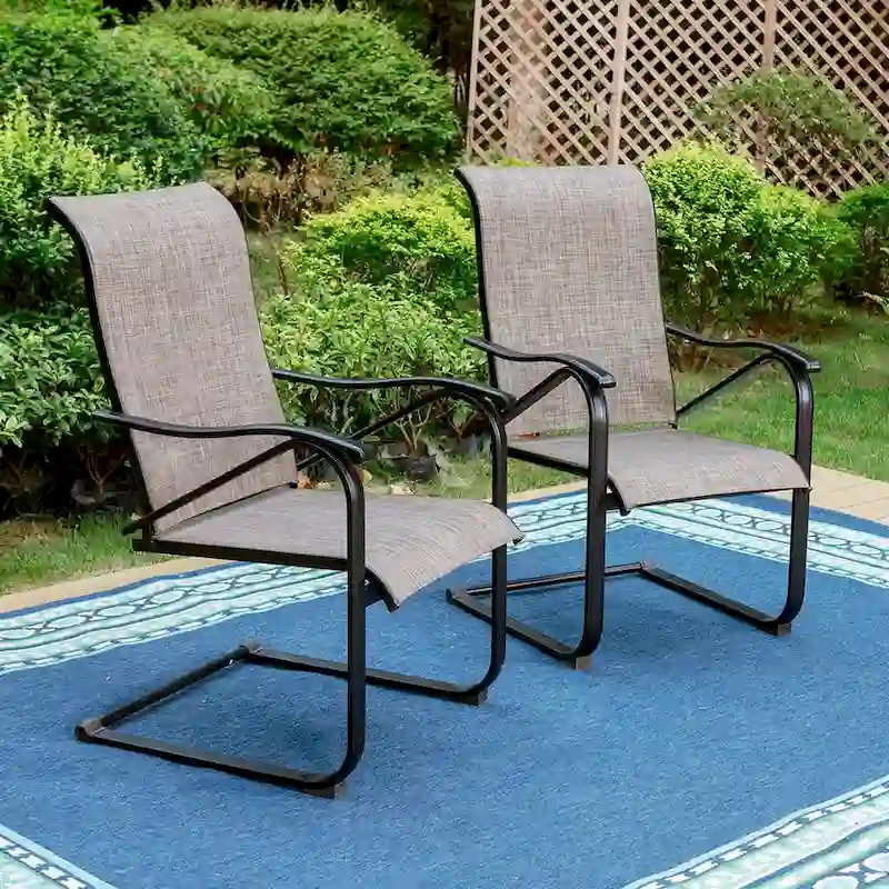 9-Piece Dining Set, 1 Extendable MetalTable and 8 Spring Motion Textilene Chairs