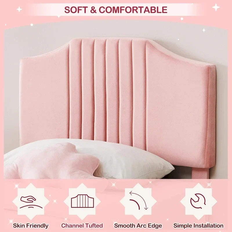 Upholstered Kids Tufted Bed Frame with Headboard