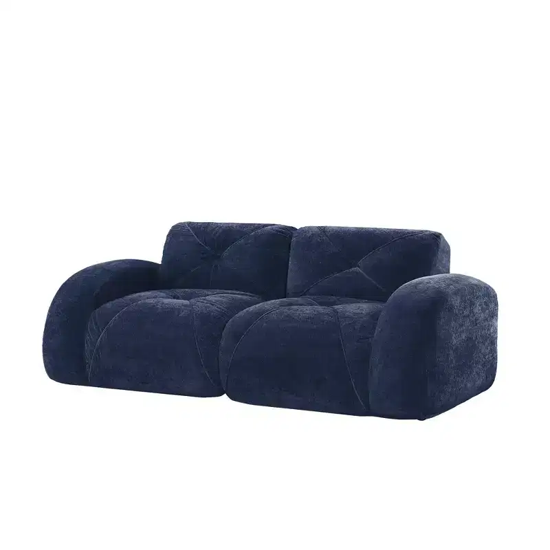 Clihome 2-Seater Tufted Sofa Couches with boneless Sofa,Soft Velvet Fabric,Bottom Anti-Slip Design,32D High Density Sponge,Ergonomic Design Bottom