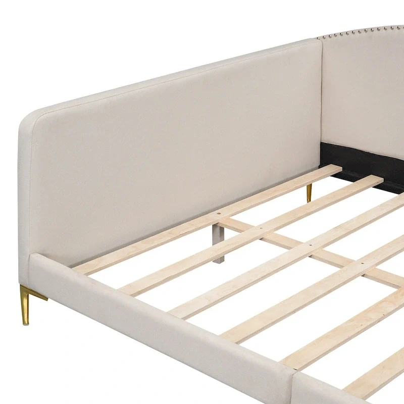 Upholstered Daybed with Guardrail and Headboard