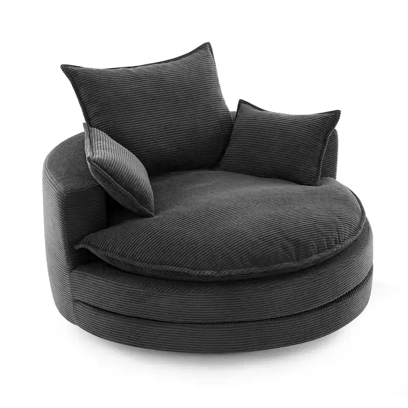 360 Swivel Barrel Chair with Dual-Layer Cushion Design