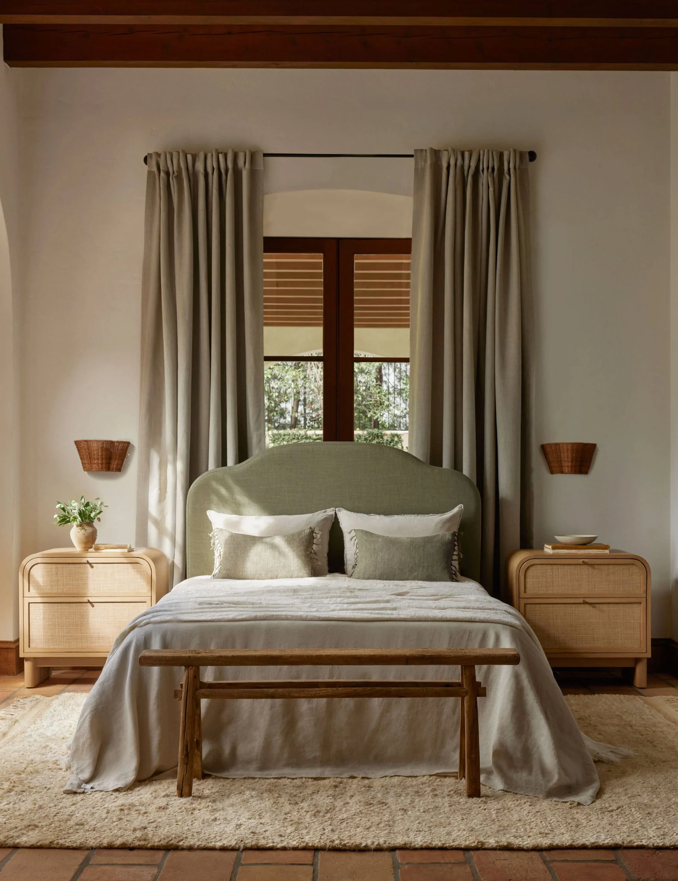 Nightstand Keep it timeless for a look that's always fresh with. The collection's rounded oak frames feature grasscloth paneling for a soft, airy