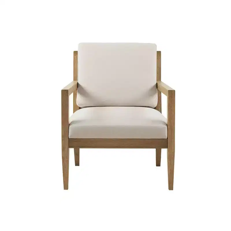 Marlee Upholstered Accent Armchair Ivory: Solid Wood Frame, Transitional Style - Madison Park
