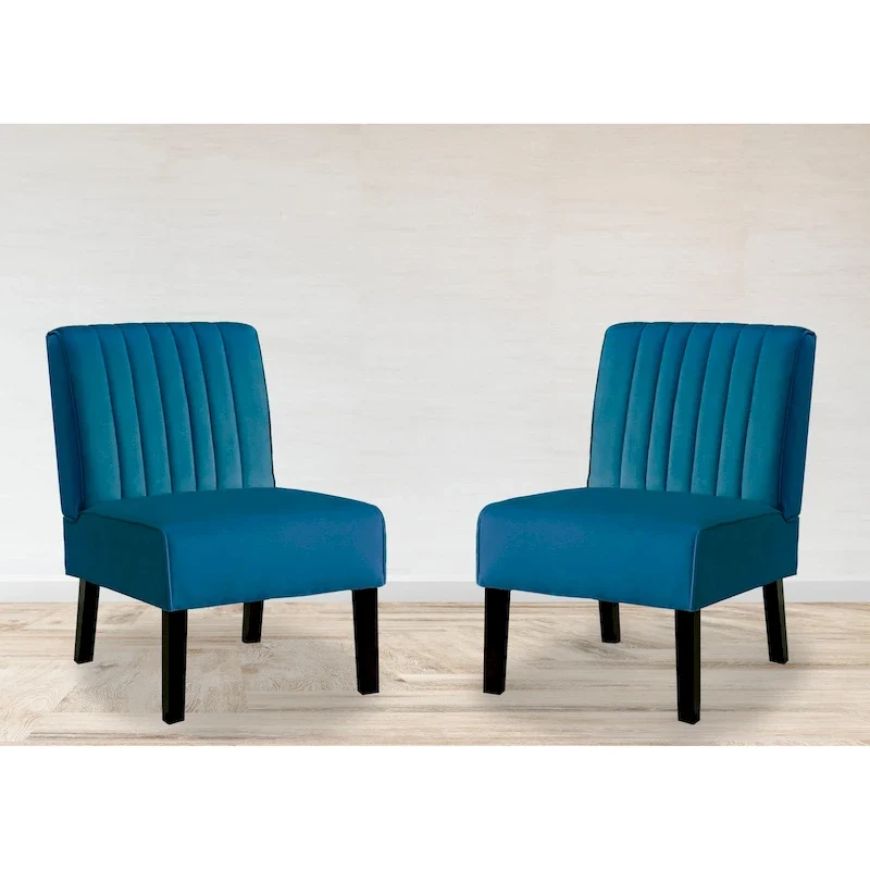 US Pride Nightingale Velvet Stripe Back Accent Chair Set of 2
