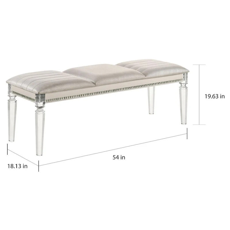 Xian Glam Clear Faux Leather Padded Bedroom Bench