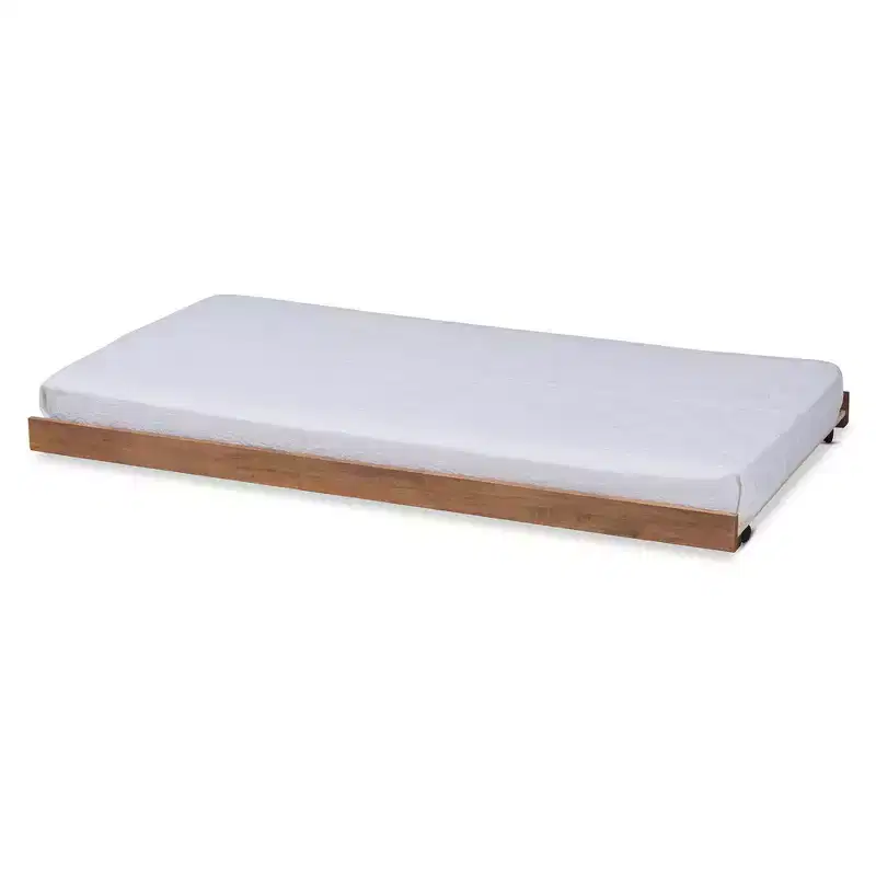 Twin Veles Trundle Bed Ash Walnut - Baxton Studio: Rubberwood Frame, No Box Spring Needed