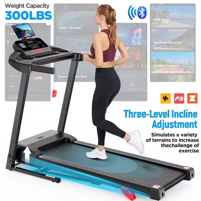 9% Incline Treadmill with Handle, 3.0HP Portable Folding Treadmills for Home/Office, Running Walking Jogging machine