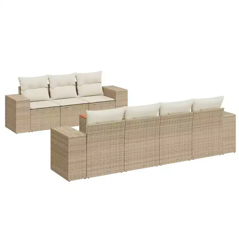 vidaXL Modular Patio Sofa Set with Cushions and Acacia Wood Table