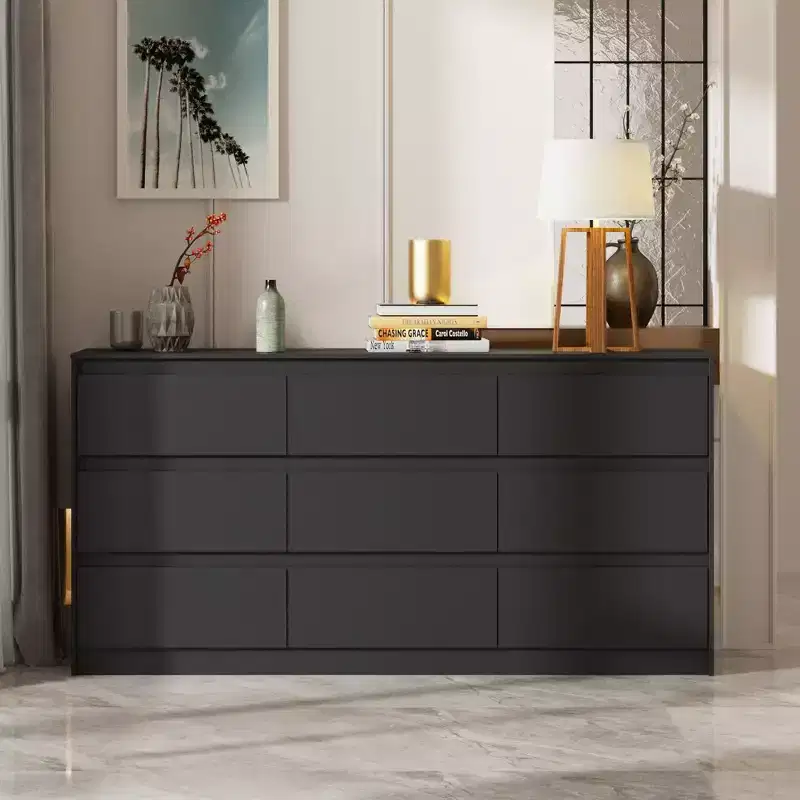 Famapy Modern Minimalist 9 Drawer Horizontal Dresser Storage Cabinet - Spacious Organizer for Bedroom/Living Room