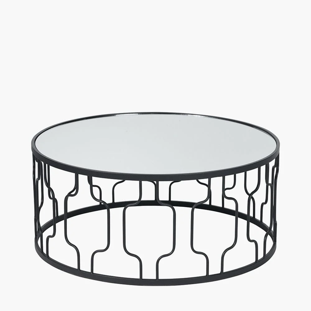 Black Metal Coffee Table with Mirrored Top