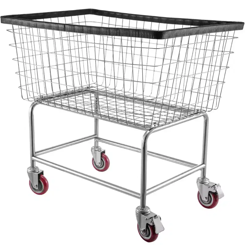 Wire Laundry Cart 4.5 Bushel with Wheels Steel Frame 5