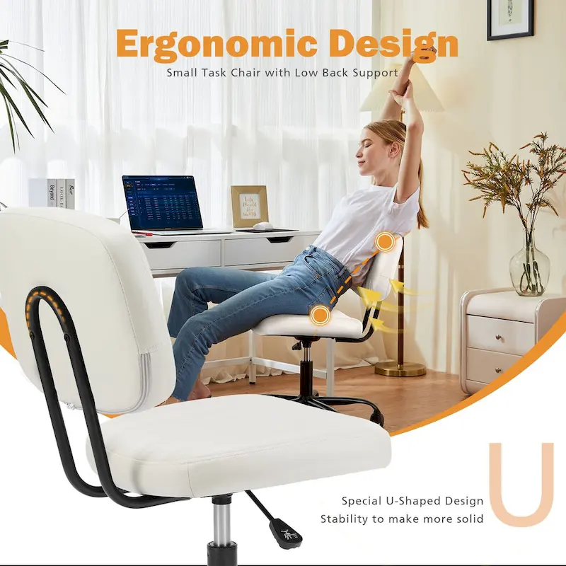 Low Back Task Chair Small Home Office Chair with Wheels