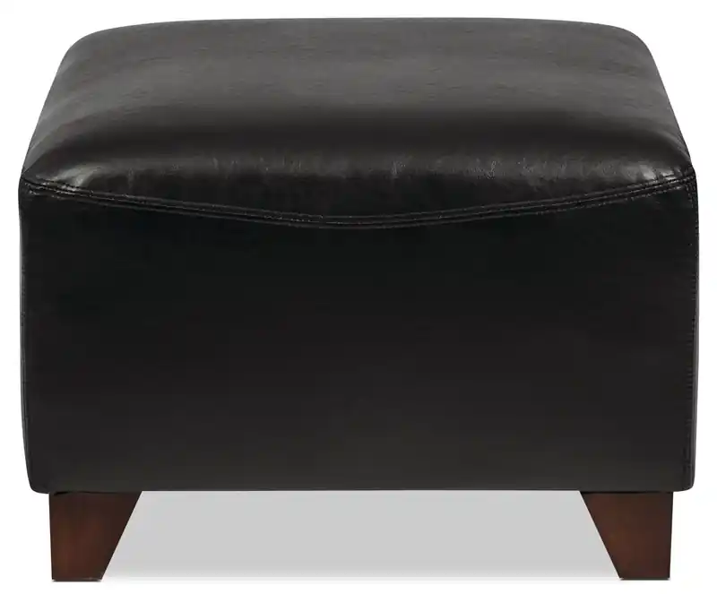 22.5 Faux Leather Ottoman with Wood Legs
