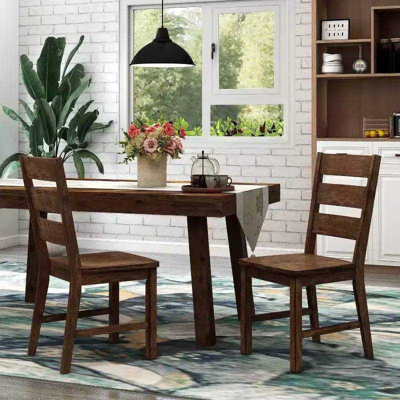 24/7 Shop At Home Kopec Industrial Side Chairs Walnut: Set of 2, Rounded Back Rest
