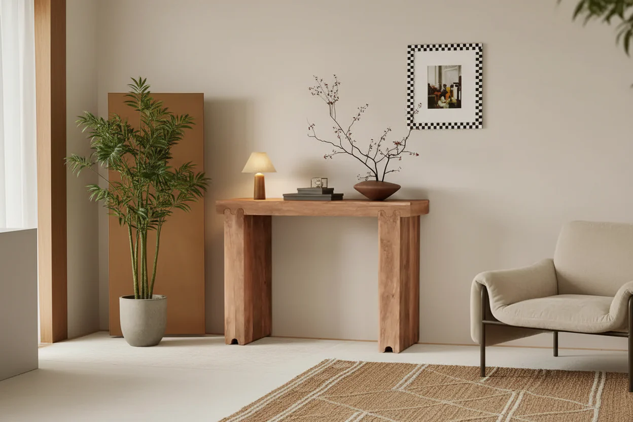 Retro Minimalist Console Table Solid Mango Wood 45x15x32