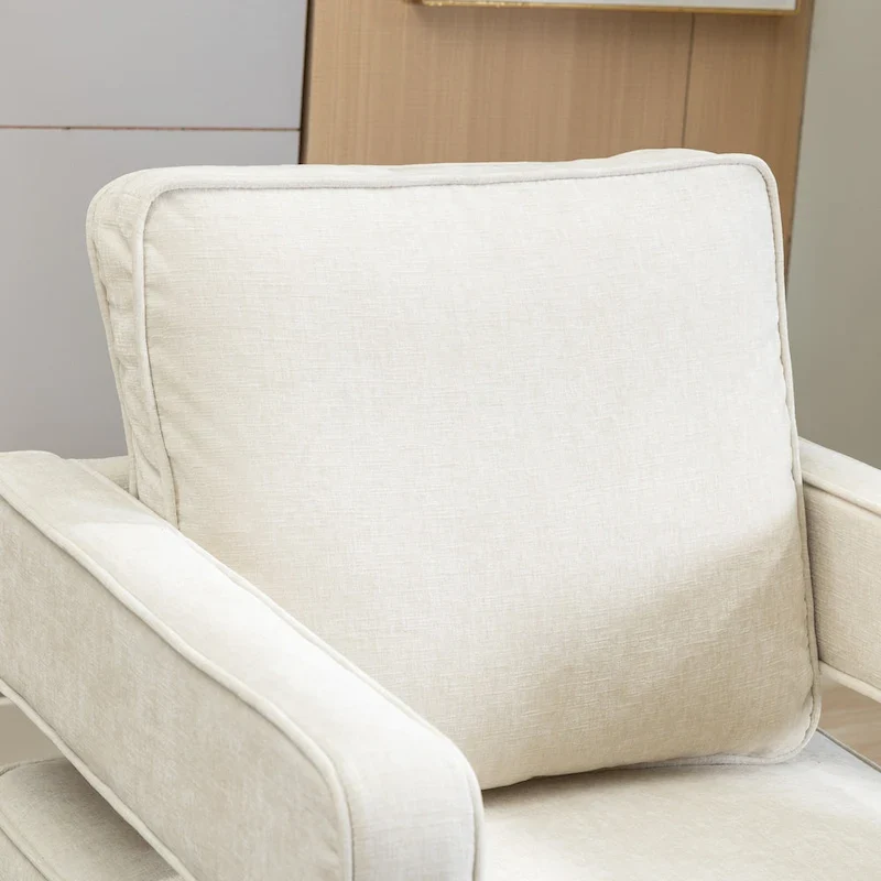 Modern Upholstered Swivel Open-Back Barrel Chair With Pillow
