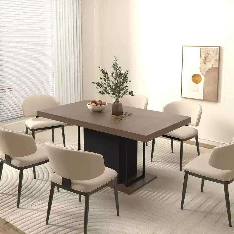 78.7IN Rectangle Extendable Dining Table for 6-10 People, Folding Table with Aged Effect Top, Kitchen Table for Dining Room, Black+Brown