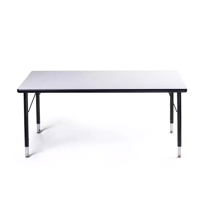 Bintiva Activity Table & Chair Set  24x48 Black Sprayed Edge Table with Adjustable Legs and 4 Black 14 ZUUL Classroom Chairs